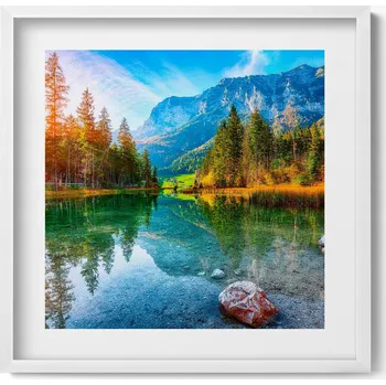 Obraz Dekorativní nástěnný obraz s rámem a grafikou loft Řeka hory Krajina 50x50 cm