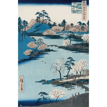 Obraz Plakát Kvetoucí třešeň poblíž svatyně Hachiman - bez rámu, 61 x 91,5 cm