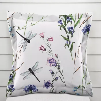 Povlak na polštářek Bavlněný povlak na polštář s lemem Sandra SA-429 Luční kvítí s vážkami 50 x 60 cm