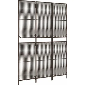 Paraván VidaXL Paraván 3dílný, hnědý, polyratan 147 x 200 cm