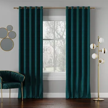 Obraz Závěs na kroužcích Milas 140x270 cm, tyrkysová barva 768