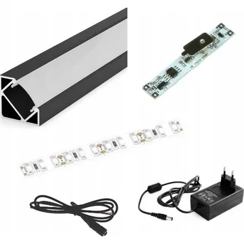 LED panel LED ROHOVÁ LIŠTA ČERNÁ DO KUCHYNĚ 2M + STMÍVAČ