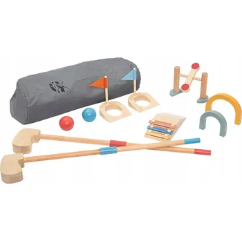 Dřevěná hračka Dřevěná sada na mini golf 2v1 – dům i zahrada XL – vzdělávací