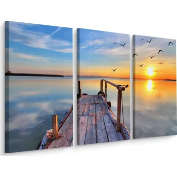 Obraz 3dílný obraz ZÁPAD Sluneční jezero Molo 3D 60x40