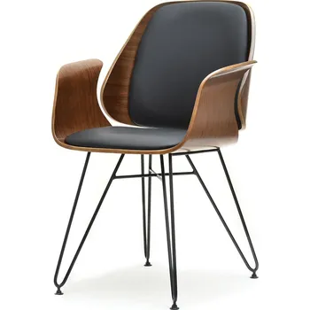 Křeslo Mebel Partner Silk (ořech tmavý + černá)