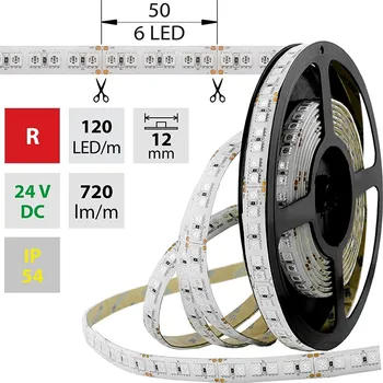 LED páska McLED ML-126.676.60.0 LED pásek SMD5050 R, 120LED/m, 28,8W/m, 720lm/m, IP54, DC 24V, 12mm, 5m