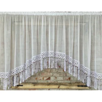 Záclona Hotová záclona 400x120, voál, krajka 30 cm třásně boho