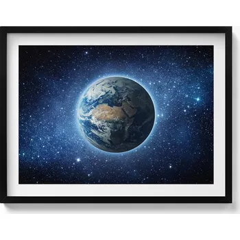 Obraz Dekorativní obraz v černém rámu do obýváku Planeta Země v kosmu 80x60 cm
