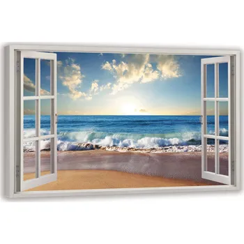 Obraz Obraz pohled oknem pláž moře 120x80cm