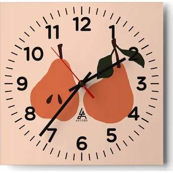 Hodiny Kuchyňské nástěnné hodiny 30x30 Hruška Skleněné hodiny do obýváku Moderní Tiché