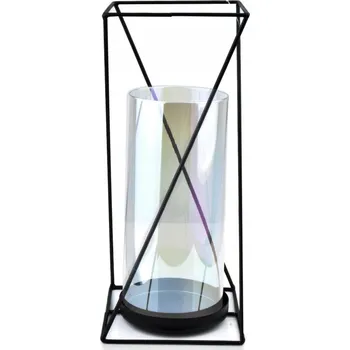 Svícen SVÍCEN CEDRIC KOVOVÝ SKLENĚNÝ ČERNÝ