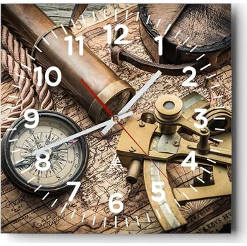 Hodiny Kuchyňské nástěnné hodiny 30x30 Moře Voda Skleněné hodiny do obýváku Moderní Tiché