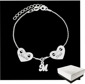 Náramek Stříbrný Náramek Písmeno Jméno GRAVÍROVÁNÍ Srdce Stříbro 925 DÁREK