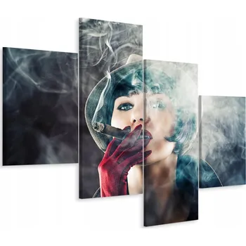 Obraz Čtyřdílný obraz ŽENA s cigaretou 3D efekt 120x75 cm