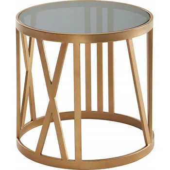 Konferenční stolek KOVOVÝ KULATÝ KONFERENČNÍ STOLEK DO OBÝVÁKU ZLATÝ