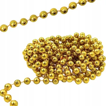 Vánoční dekorace KORÁLKY ŘETĚZ GIRLANDA NA VÁNOČNÍ STROMEK 270CM STŘÍBRNÉ PERLIČKY KULIČKY