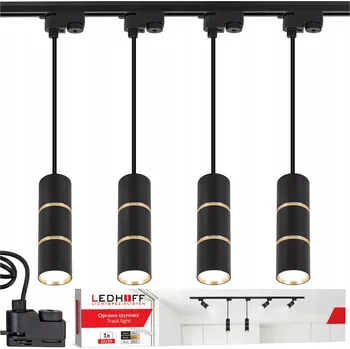Lištové osvětlení LIŠTA 1m + 4x závěsné LED svítidlo TUBA GU10 černé ZLATÉ