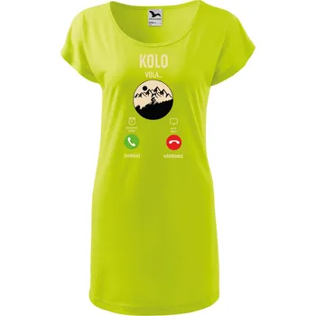 Dámské oblečení DOBRÝ TRIKO Dámské tričko/šaty Kolo volá Velikost: XS, Barva: Limetková