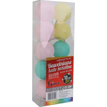 Vánoční dekorace Světelné koule 10 LED na baterie bavlna multicolor (vícebarevné)