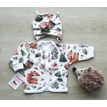 AMÁLKA Propínací kabátek digitální teplákovina s čepičkou, zvířátka v lese Velikost: 56