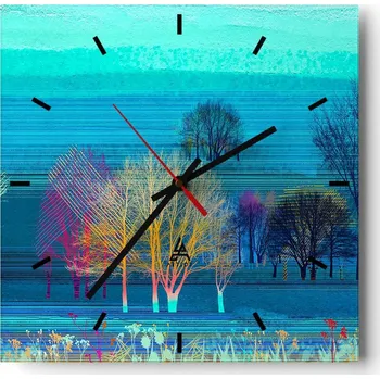Hodiny Velké nástěnné hodiny 40x40 Krajina Skleněné hodiny Tiché