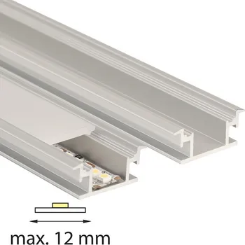 Stavebniny McLED ML-761.011.07.2 Nášlapný hliníkový profil BR, 27x11 mm, mléčný difuzor, komplet, 2 m