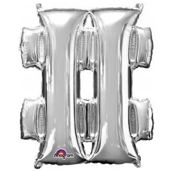 Balónek FÓLIOVÝ BALÓNEK 33CM ZNAK # STŘÍBRNÝ MINI