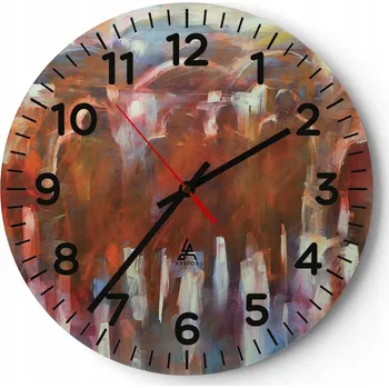 Hodiny Nástěnné hodiny do obýváku 40x40 Lidé Kulatý Skleněné hodiny Loft Tiché