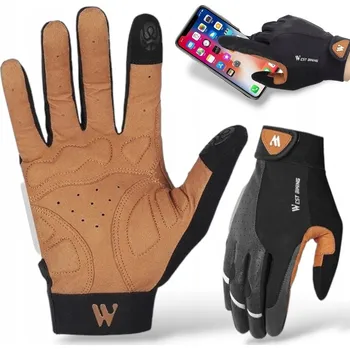 Moto rukavice WEST BIKING MOTOCYKLOVÉ RUKAVICE CROSS ENDURO CELOPRSTOVÉ SBR KŮŽE DOTYKOVÉ