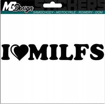 Samolepicí dekorace na vozidlo NÁLEPKA na auto SRDCE I LOVE MILFS 2,5x15 cm