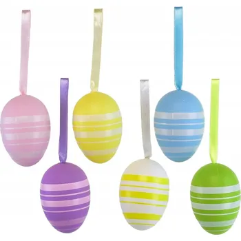 Velikonoční dekorace Velikonoční vajíčka proužkovaná 6 ks, 6x4 cm
