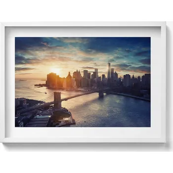 Obraz Moderní nástěnná dekorace New York Manhattan a západ slunce 70x50 cm