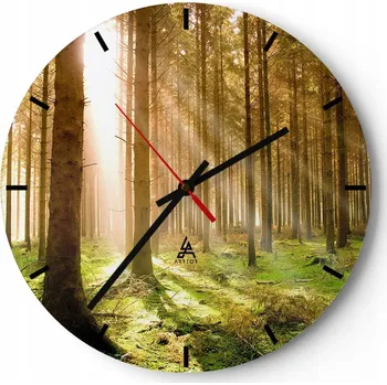 Hodiny Nástěnné hodiny do kuchyně 30x30 Les Skleněné hodiny do obýváku Loft Tiché