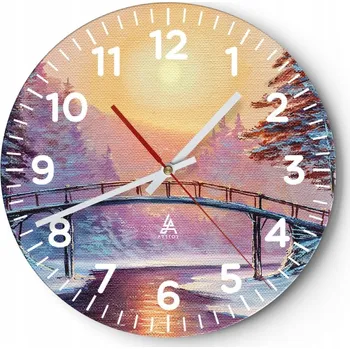 Hodiny Kuchyňské nástěnné hodiny 30x30 Krajina Moderní Skleněné hodiny do obýváku Tiché