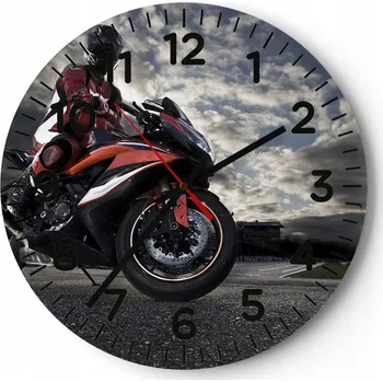 Hodiny Velké nástěnné hodiny na zeď 40x40 Motorismus Skleněné hodiny Kulatý Tiché