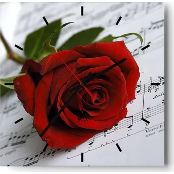 Hodiny Velké nástěnné hodiny na zeď 40x40 Květiny Skleněné hodiny Čtvercové Tiché