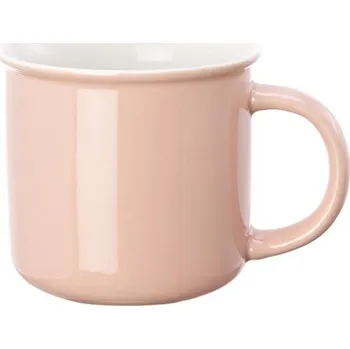 AveTech Růžový porcelánový hrnek s bílým lemem imitující smalt