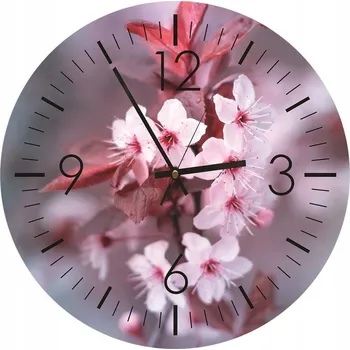 Hodiny Nástěnné hodiny KULATÝ Fotoobraz 40cm Višňový čas
