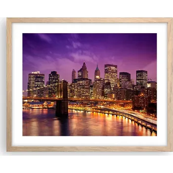 Obraz Obraz plakát v rámu světlý dub 50x40 cm - foto města do obýváku