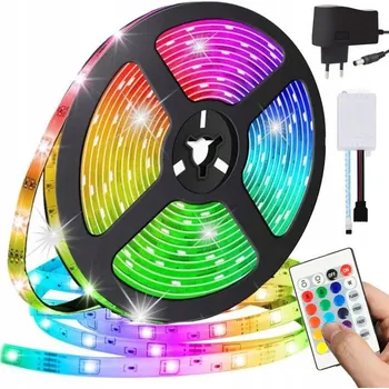 LED páska LED pásek 5M SMD 2835 BAREVNÁ RGB SADA DÁLKOVÝ OVLADAČ NAPÁJECÍ ZDROJ pro interiér IP20