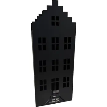 Svícen DOMEČEK LUCERNA NA LED SVÍČKU ČERNÁ MALÁ SVÍTILNA LOFT 33 CM