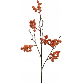 umělá květina Umělá dekorativní dekorační větvička s oranžovými bobulemi JEŘABINA, DIY dekorace, 78 cm