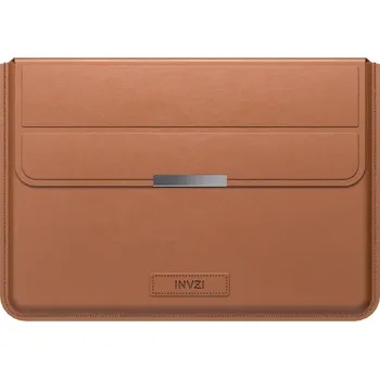 Pouzdro na mobilní telefon Pouzdro kožené INVZI pro MacBook Pro/Air 13/14'', hnědé s funkcí stojánku