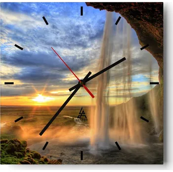 Hodiny Velké nástěnné hodiny 40x40 Krajina Skleněné hodiny Tiché