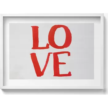 Obraz Dekorativní obraz v rámu do obýváku Červený nápis LOVE graffiti 70x50 cm
