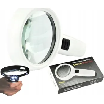 Lupa VELKÁ LUPA S LED PODSVÍCENÍM SKLO ZVĚTŠOVACÍ 10X JASNÁ SKLENĚNÁ ČISTÁ