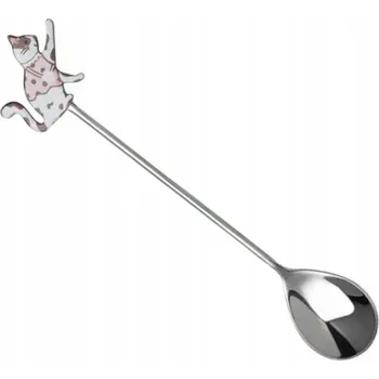 Příbor KOČKA KOTĚ LŽIČKA NA ČAJ, DEZERTY S KOČKOU, CHROMOVANÝ OLDMAN DÁREK 14cm