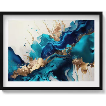 Obraz Nástěnný obraz v černém rámu do obýváku, kuchyně - Tekutá abstrakce 80x60 cm