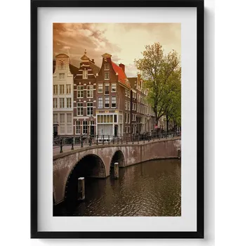 Obraz Dekorativní nástěnný obraz v rámu Amsterdamské kanály ve městě 50x70 cm