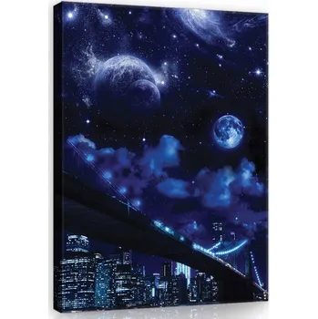 Obraz OBRAZ NA PLÁTNĚ CANVAS 40x60 NEW YORK NEBE NOC